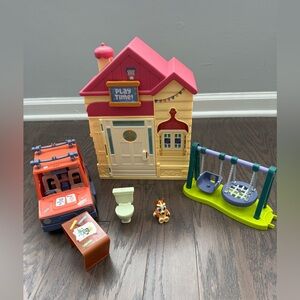 Disney Bluey lot Play Date Surprise Playset House car figure swing